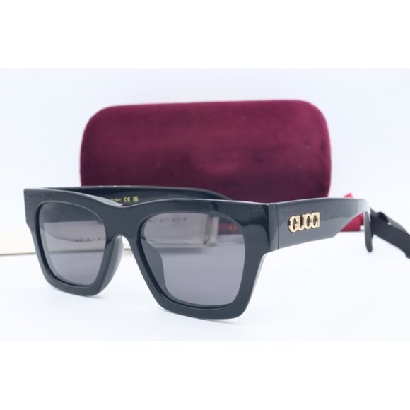 Gucci GG 1835SA 001 Rectangle Black Sunglasses Gray Lenses 53mm main image 5